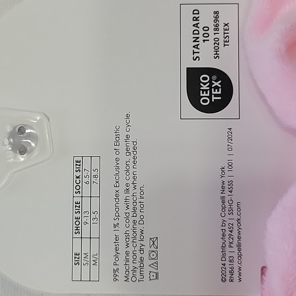 Capelli Pink and Red Slipper Socks With Two Ponytail Holders. - Picture 5 of 8